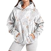 Ziesexy Womens Camo Hoodies Maple Leaf Print Oversized Hooded Pullover Shirt Fleece Long Sleeve Camo Sweatshirt With Pocket