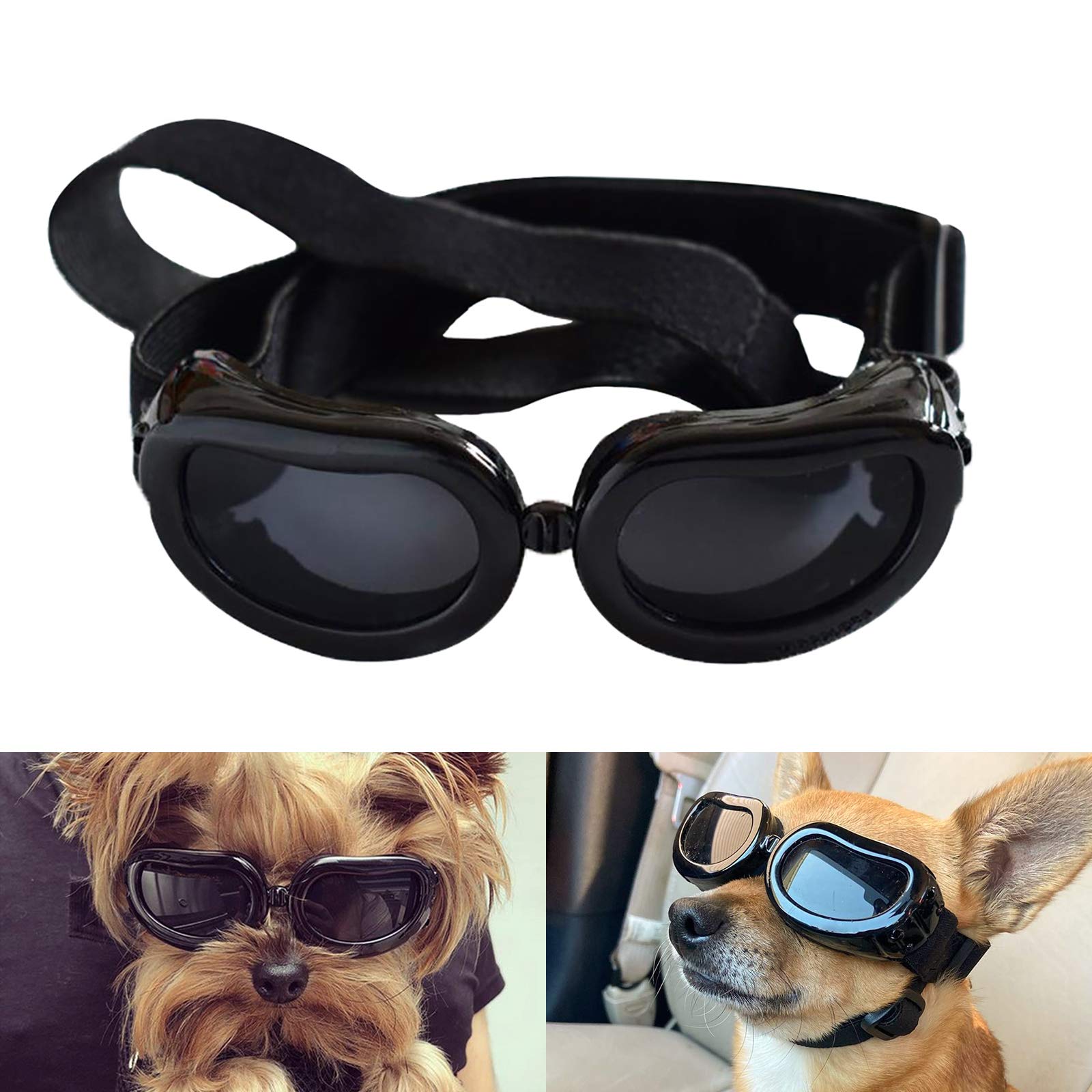 PETLESO Dog Sunglasses Waterproof UV Sunglasses for Small Dogs/Cats - Black