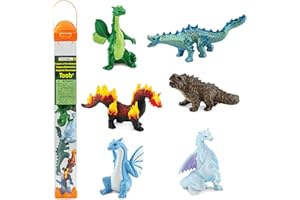 Safari Ltd. Dragons of the Elements TOOB - 6 Miniature Elemental Dragon Figurines - Fantasy Toy Set for Boys, Girls and Kids Ages 3+