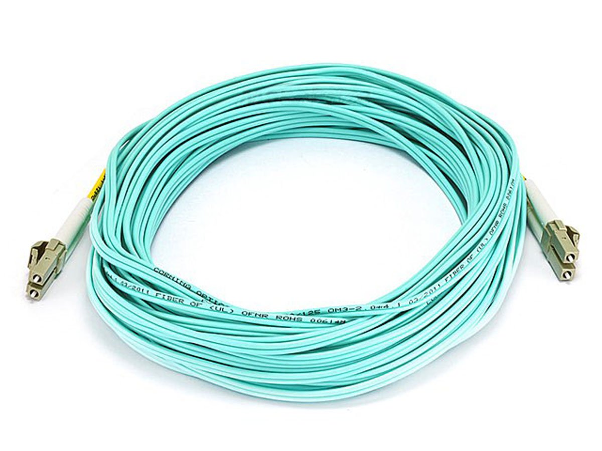 Monoprice 107622 15-Meters LC/LC Multi Mode Duplex 10GB Fiber Optic Cable - Aqua