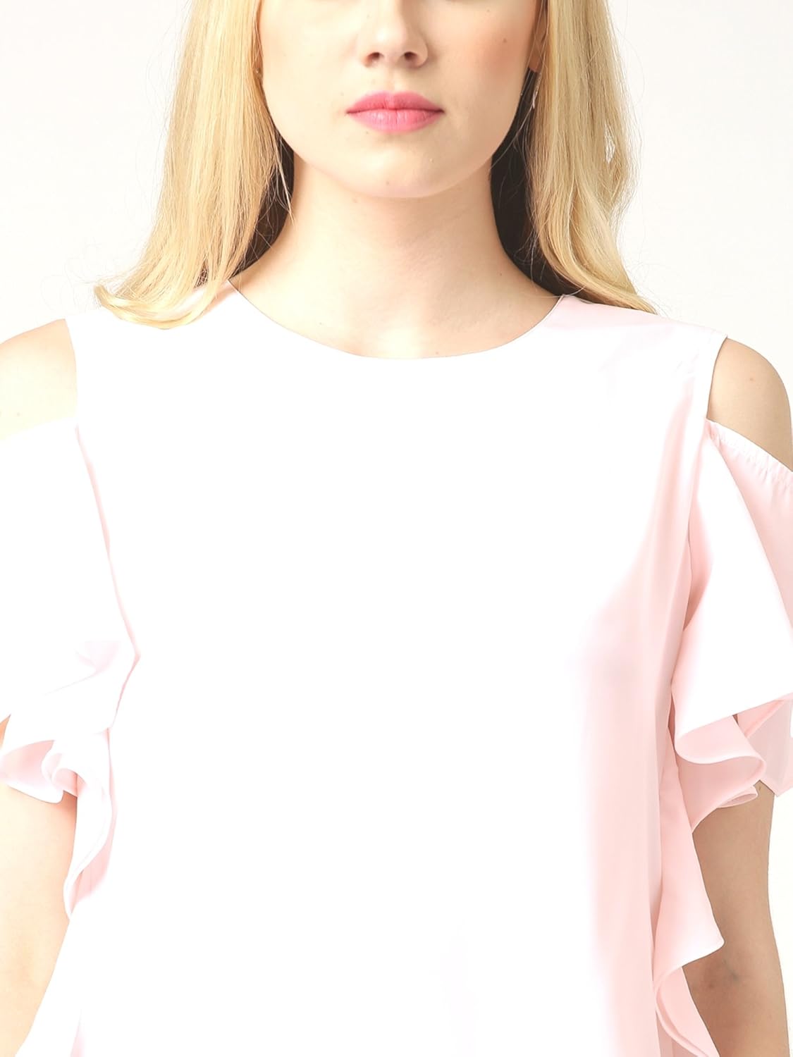 marie claire pink crepe cold shoulder top (mc10057)