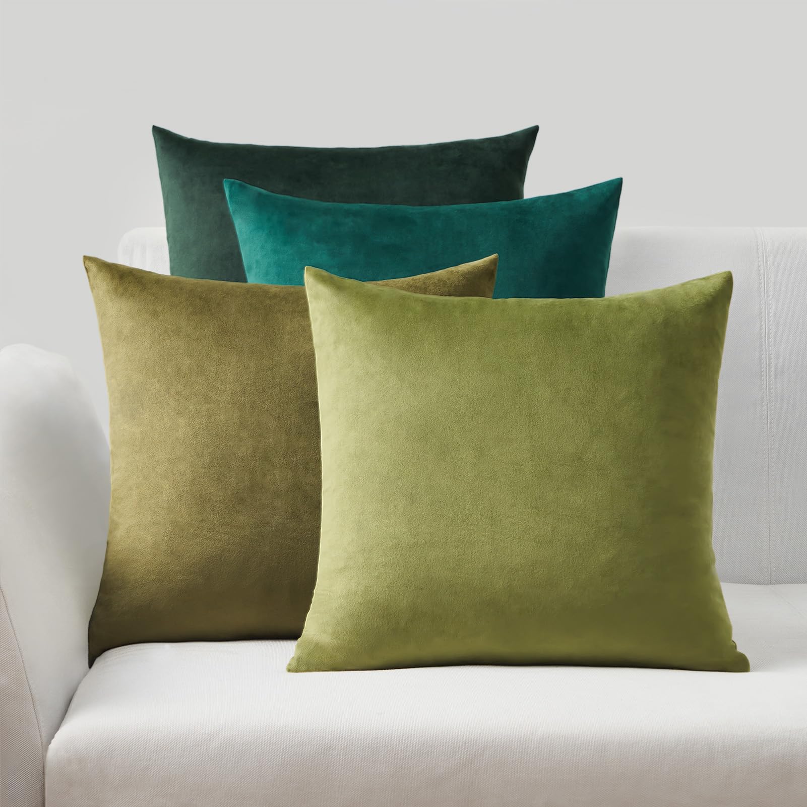 Topfinel Green Cushion Covers 40cm x 40cm for Livingroom Large Fluffy Cushions Sofa Scatter Decorative Velvet Pillow Cover 16 x 16 inch Set of 4 for Bedroom — image 1