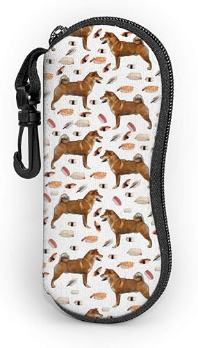 Amazon メガネケース 眼鏡ケース 秋田犬とお寿司 眼鏡入れ 超軽量 擦り傷防止 サングラスケース おしゃれ 小物入れ 持ち運び便利 ファスナー式 めがねケース 通勤 通学 メンズ レディース 静かな ショルダーバッグ
