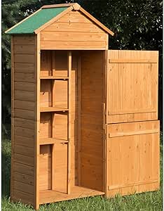 Outsunny Pine Wood Garden Shed Outdoor Tool Storage 