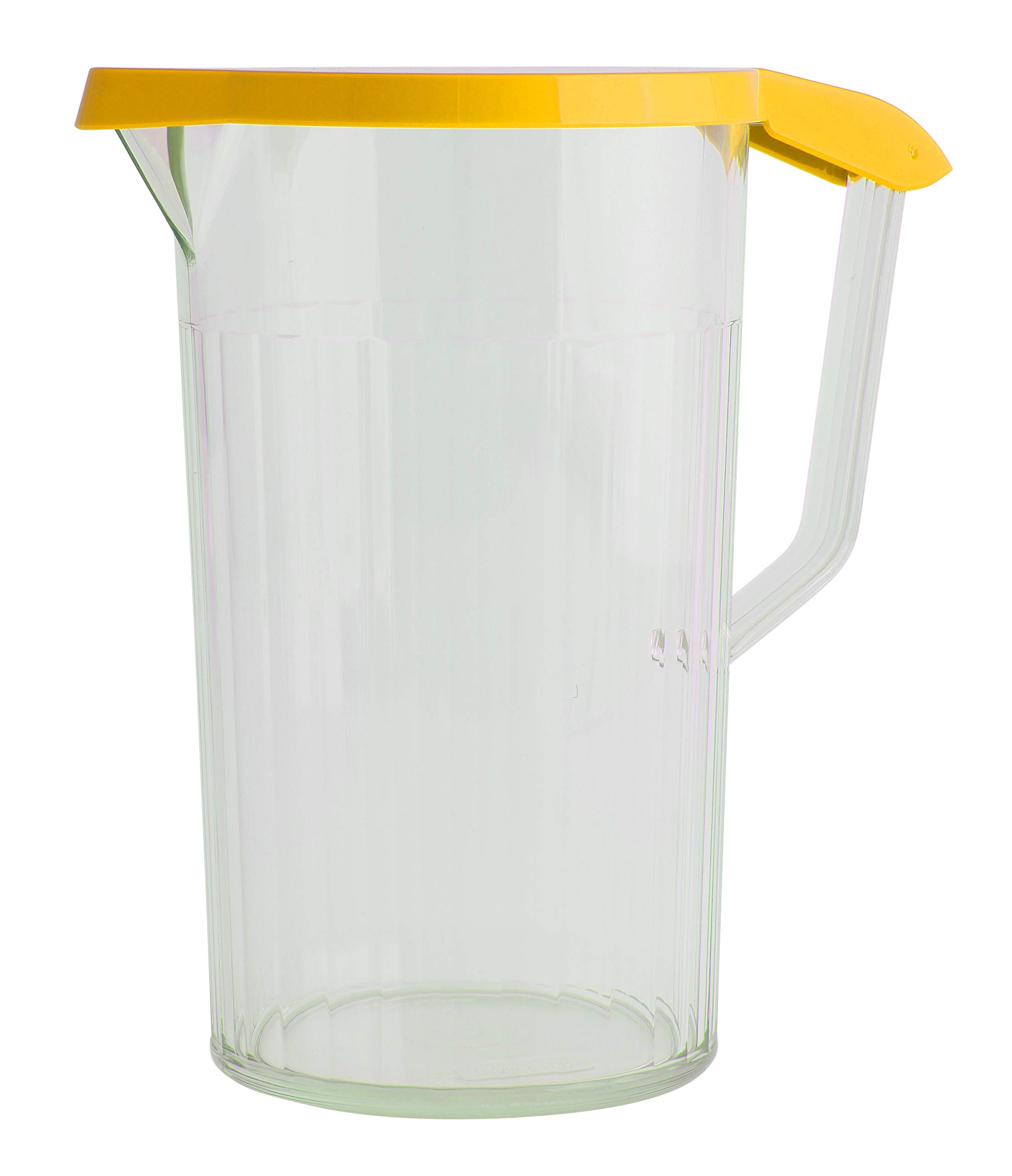 Harfield 1.1 Litre (2 Pint) Clear Jug with Lid Polycarbonate Drink Pitcher (Yellow) Virtually Unbreakable