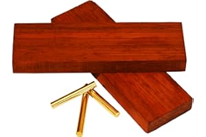 YVZOTCK Red Pear Wood Knife Handle Blanks, 2x Handles (5"x1.57"x0.7"), 3x Brass Pins (1.37"x1/5"), 6 Pieces