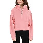 Girls' Hoodies Sweatshirts Half Zipper Pullover Crop Tops for Teen Girls Long Sleeve Sweater Thumb Hole