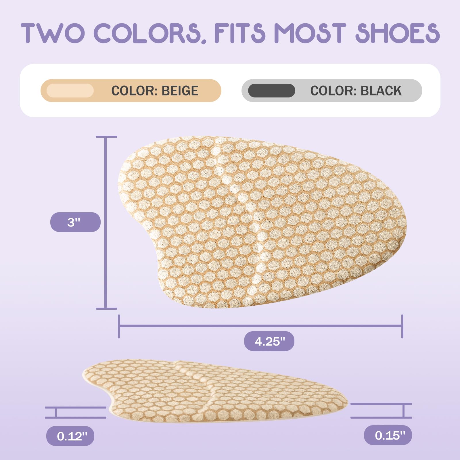 ZAIWOO Metatarsal Pads for Women, Ball of Foot Cushions, Heel Inserts, High Heel Comfort Pads (2 Pairs), Anti Slip, Invisible Design