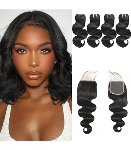12A Grade Brazilian Virgin Body Wave Human Hair 4 Bundles Tangle Free Weave Amazon.com : Human Hair Bundles Body Wave 4 Bundles （16 18  main image 3