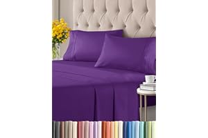 CGK UNLIMITED Twin 4 Piece Sheet Set - Comfy, Breathable & Cooling - Hotel Luxury Bedding for Women, Men, Kids & Teens - 1 Flat & 1 Fitted Sheet & 2 Pillowcases with Deep Pockets - Soft and Wrinkle Free - Purple