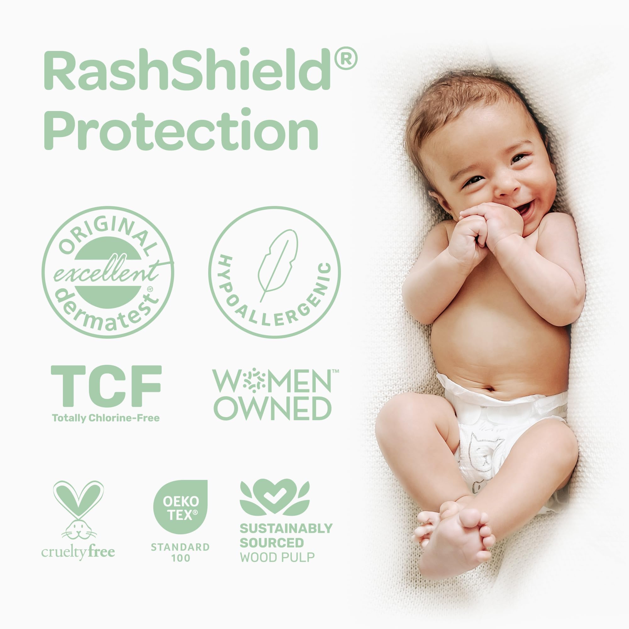 PARASOL Clear+Dry Disposable Diapers | RashShield Protection, Leakproof Design, Hypoallergenic Diaper Set | Size 2 (10-18 lbs.) 72 Count