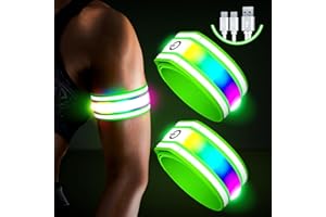 LED Armband for Running(2 Pack),Light Up Arm Bands for Night Walking Running,Rechargeable Lights for Runners,High Visibility 