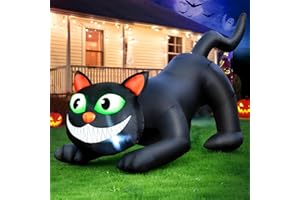 FunFanso 7 FT Halloween Inflatables Black Cat Outdoor Decorations, Blow Up Yard Decorations Built-in Bright LEDs for Indoor Party Garden Lawn Decor, Easy Installation Festival Halloween Party Decor
