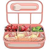 Landmore Bento Box for Adult, Kids Bento Lunch Box with 4 Compartments and Spoon 1000 ML Leakproof Food Storage Box for Schoo