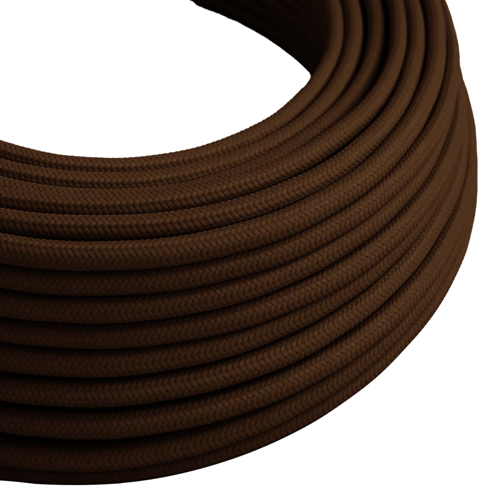 LEDSone Vintage Fabric 3 Core Round Dark Brown Colour 0.75mm Italian Braided Cable 5 Meters Electrical Flexible Lamp Cable Wire For UK Lighting