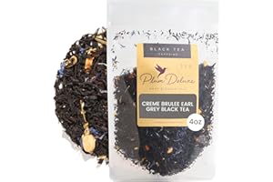 Plum Deluxe Creme Brulee Earl Grey Black Tea (60-80 Cups), Premium Loose Leaf Tea Leaves, Hot or Iced, Sweetener and Dairy Free, No Artificial Flavors