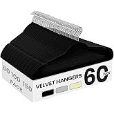 SONGMICS Velvet Hangers 60 Pack, Non-Slip Clothes Hangers with Silver-Colored Swivel Hooks, Slim Space-Saving for Closet, Heavy-Duty, Black UCRF036BZ02S