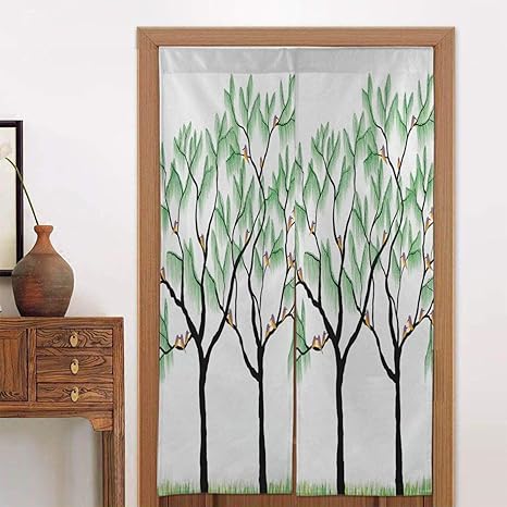 Amazon のれん 可愛い 暖簾 花 木 部屋 間仕切り 遮光 目隠し おしゃれ 室内インテリア 86cm 143cm キッチン リビング 飲食店 出入り口 のれん オンライン通販