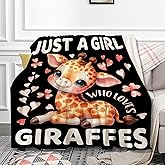 Giraffe Blanket for Girls Just A Girl Who Loves Giraffe Gifts for Women Soft Cozy Flanne Throw Blanket for Bed Couch Outdoor 40x50inches