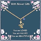 Nupdot Birth Flower Necklaces Birthday Gifts for Women | 14K Gold Plated Birth Month Floral Birthstone Pendant Necklaces Wildflower Flowered Jewelry Gifts for Mom Friends