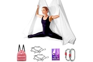 SAIVEN Aerial Silks-Aerial Yoga Hammock with Deluxe Yoga Swing Set, Flying Yoga, Aerial Dance(L:5m x W:2.8m)