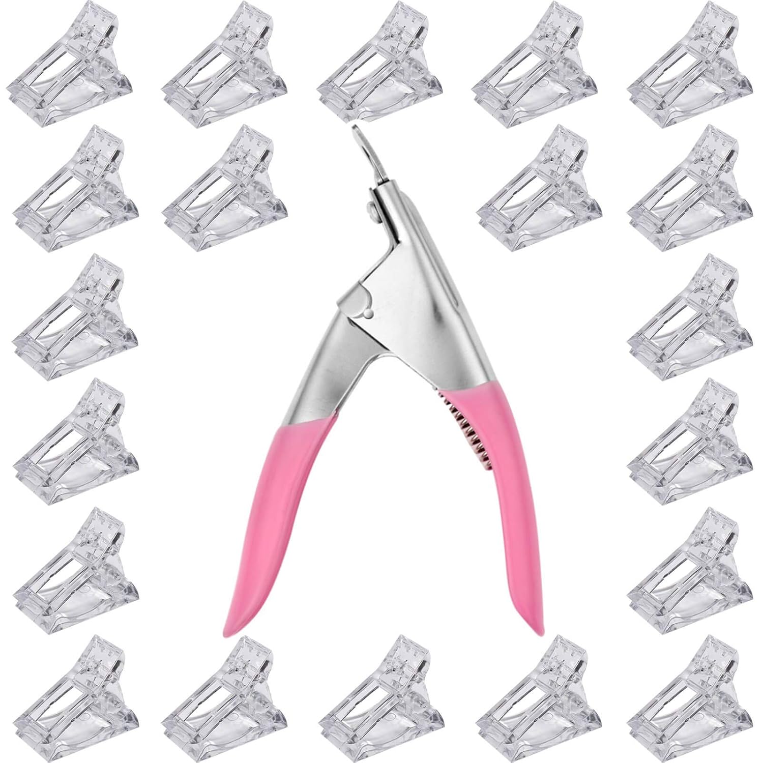 20pcs Polygel Nail Clips and Acrylic Nail Clipper, Nail