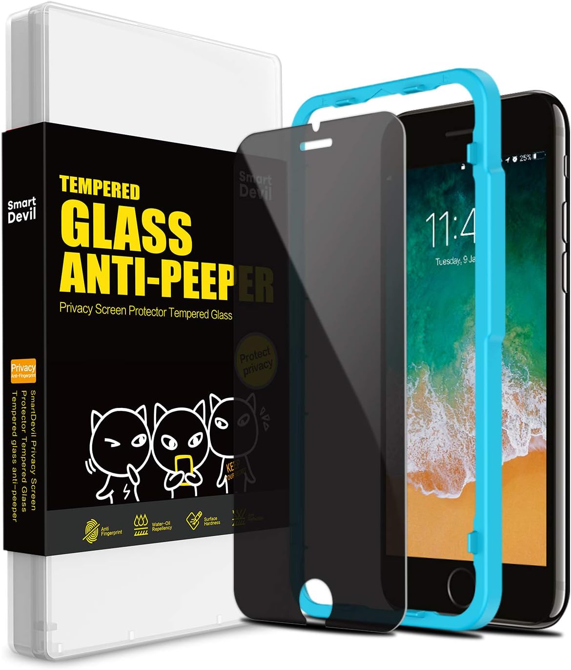SmartDevil for iPhone 7 / iPhone 8 Privacy Screen Protector,Antipeep
