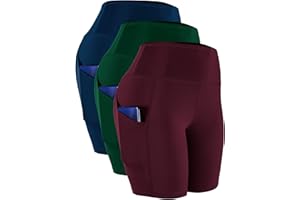 CADMUS Women's High Waist Spandex Yoga Shorts for Bike Running Two Side Pockets