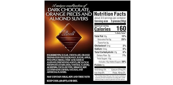 LINDT CHOC BAR EXC ORANGE INTEN2