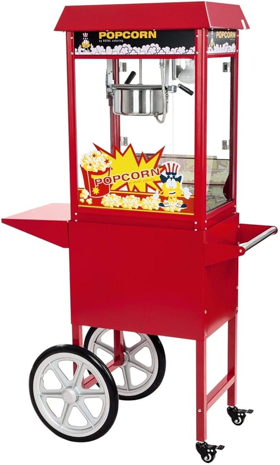 Royal Catering RCPW16E Popcorn Machine with Wagon 1600 W 8 oz