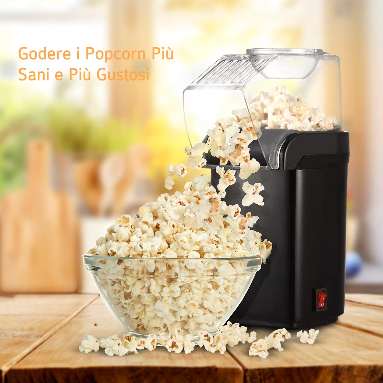 Macchina Dei Pop Corn Macchina Per Popcorn, Elechomes 1200W Ad Aria Calda Versione Retru00f2 Con Macchinetta Pop Corn - Foto 11