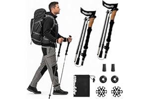 TrailBuddy Foldable Trekking Poles – Ultralight 7075 Aluminum, EVA & Cork Grip Collapsible Hiking Poles – Lightweight Adjustable Walking Sticks for Men, Women, Seniors & Travel