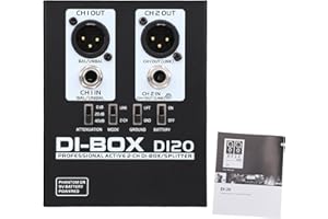 RASTKY 2 Channel High Performance Active DI Box Isolation Box Phantom Powered for Guitar Speaker 3000W Black Metal