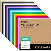 Cricut® Value Iron-On, Rainbow Sampler (12in x 12in), 20 Sheets | HTV Heat Transfer Vinyl