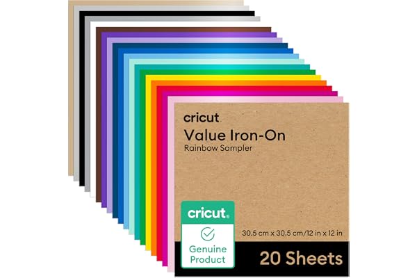 Cricut® Value Iron-On - Rainbow Sampler - 12 in x 12 in (20 ct) - HTV Heat Transfer Vinyl