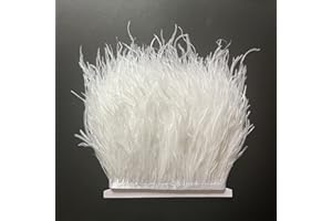 LONDGEN 2Yards Colorful Ostrich Feathers Fringe Trims for Craft Dress Sewing, Clothes, Shoes and Hats Decoration Making Wedding Decoration(White)