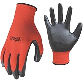 Grease Monkey General Purpose Nitrile Coated Work Gloves, Size Large, 12 Pack,Red