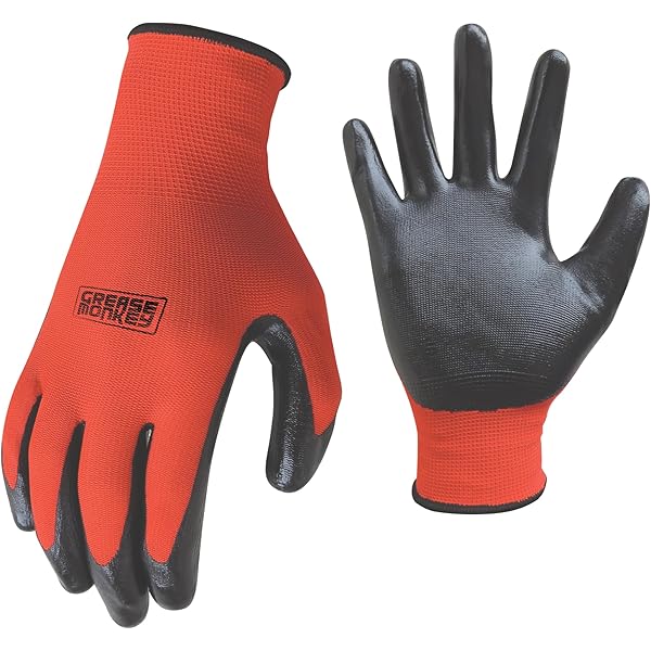 2 Pack| Grease Monkey Nitrile Coated Work Gloves - 15 Pairs - Size