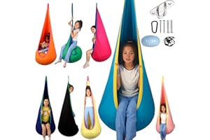 HiCamer Sensory Swing for Kids Indoor and Outdoor Pod Hammock Chair Seat Upgrade Max 300 lbs Hanging Swing with Inflatable Cushion Includes Hardware Hanger Kit for Aspergers Autism ADHD (Teal)