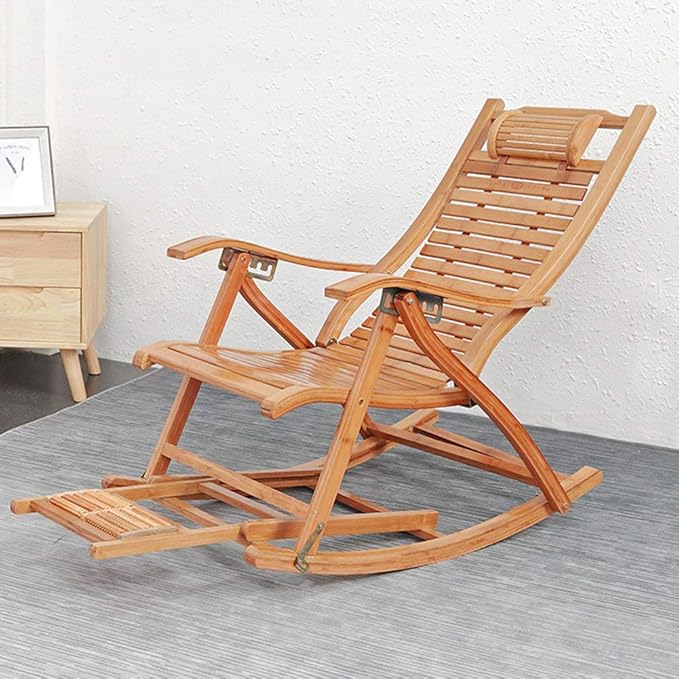 Rocking chair bamboo chair folding chair, natural bamboo/adjustable