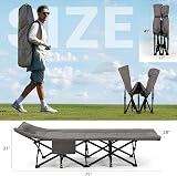 OVERMONT 28 Inch Extra Wide Padded Folding Camping Bed Cot with Carry Bag view 6