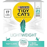 Purina Tidy Cats Low Dust Clumping Cat Litter, LightWeight Free &amp; Clean Unscented, Multi Cat Litter - 17 lb. Box