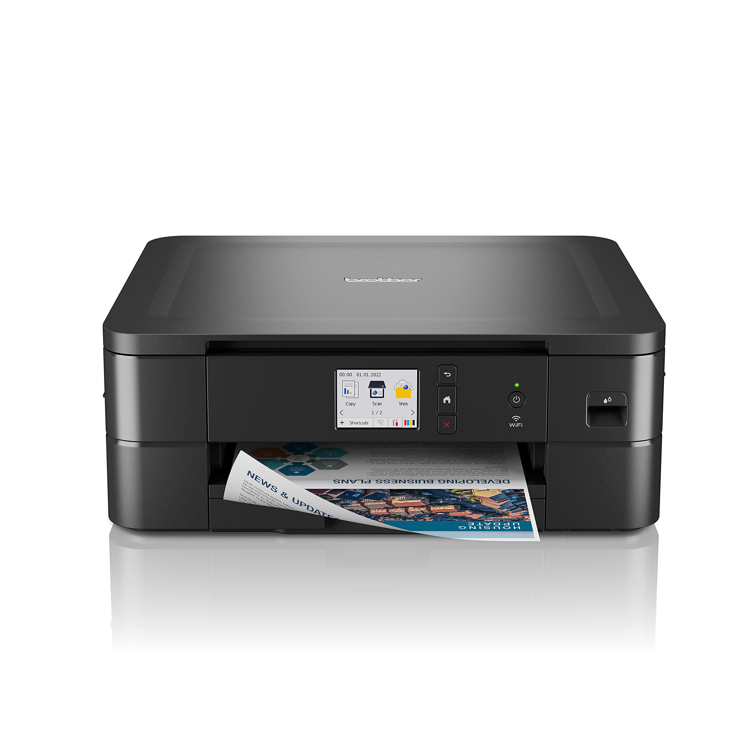 Brother DCP-J1140DW 3-in-1 Farbtintenstrahl-Multifunktionsgerät (Drucker, Scanner, Kopierer), Schwarz, 400 x 151 x 343 mm, 17/16 Seiten/Min.