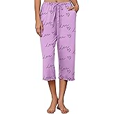 Ekouaer Womens Capri Pajama Pants 2026 Wide Leg Lounge Sleep Pants Soft Comfy Drawstring Pj Bottoms with Pockets