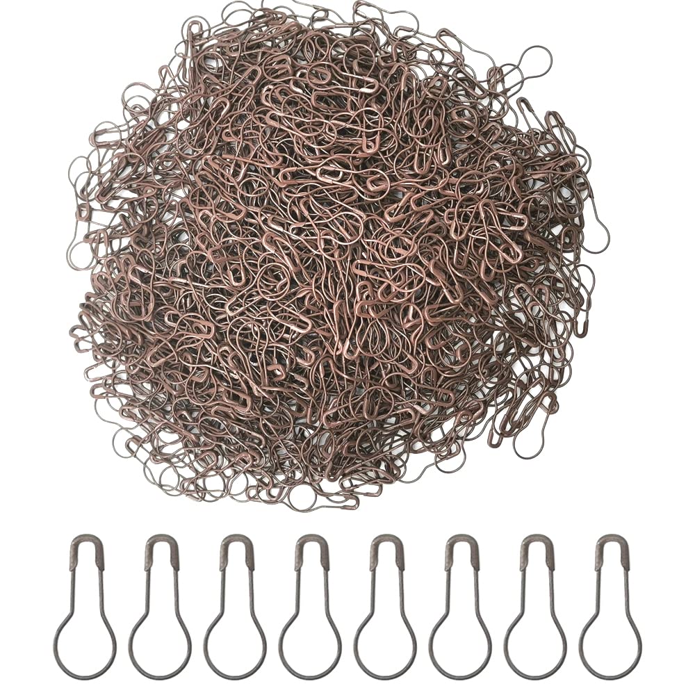 Ruidee 1000Pcs Metal Safety Pins Set: Gourd-Shaped, DIY Home Accessories, Clothing Tags (HBZ/Coffee)