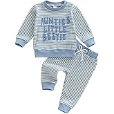 Gaono Atunties Little Beatie Baby Clothes Toddler Boy Fall Winter Outfit Waffle Knit Striped Sweatshirt And Pants Sets