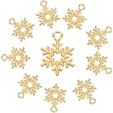 NUOBESTY 100pcs Christmas Snowflake Charms Golden Alloy Snowflake Pendants Xmas Hollow-out Hanging Ornaments for Jewelry DIY Making