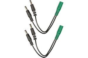 Voodoo Lab Cable Current Doubler Adapter - Two 2.1mm Straight Barrels - 2.1mm Female 4" 2 Pack Bundle