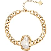 SOFYBJA 18k Gold Plated Personalized Chunky Cuban Oval Link Chain Bracelets for Men Toggle Rope Bracelet Jewelry for Women