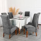 CMAKER Velvet Dining Chair Covers Large Stretch Slipcover Dark Gray 6 Pack view 2